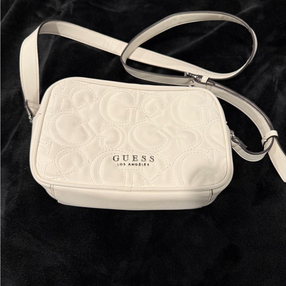 Guess Embossed White Crossbody Bag